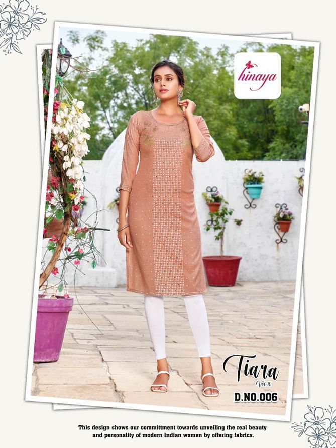 Hinaya Tiara 10 Fancy Ethnic Wear Rayon Printed Kurti Collection